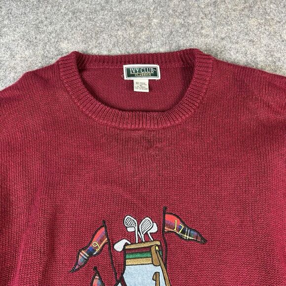 Ivy Club Classics Sweater Mens XL Crew Neck Embroidered Golf Grandpa Y2K Preppy - Picture 6 of 7